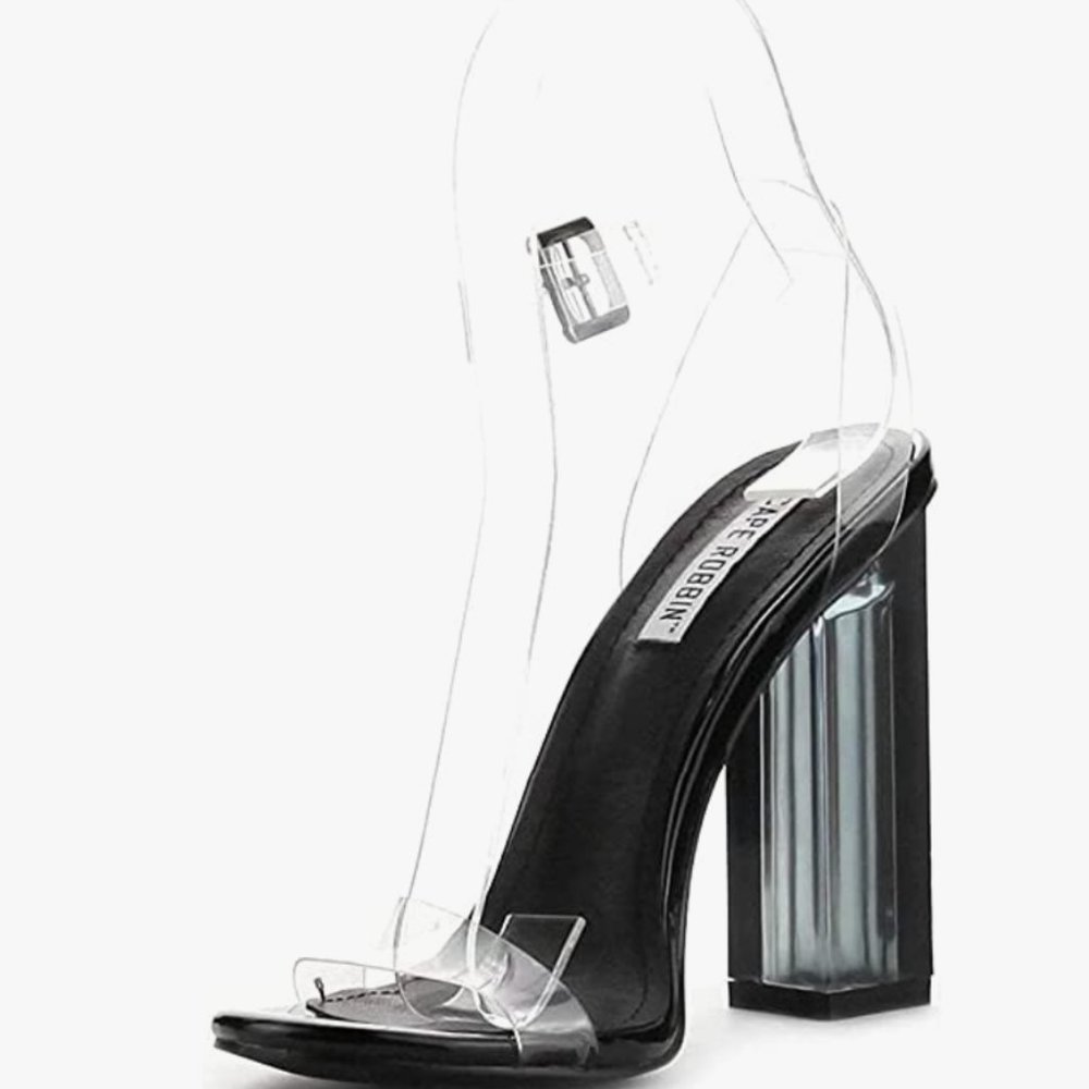 NEW Cape Robbin Womens Sandals 2 strap heel Stunning & Unique Sz 11 clear